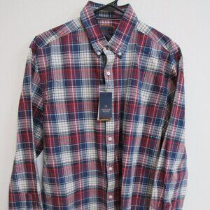 NWT Denver Hayes Stretch Extensible Blue/Red Plaid Long Sleeve Shirt XL